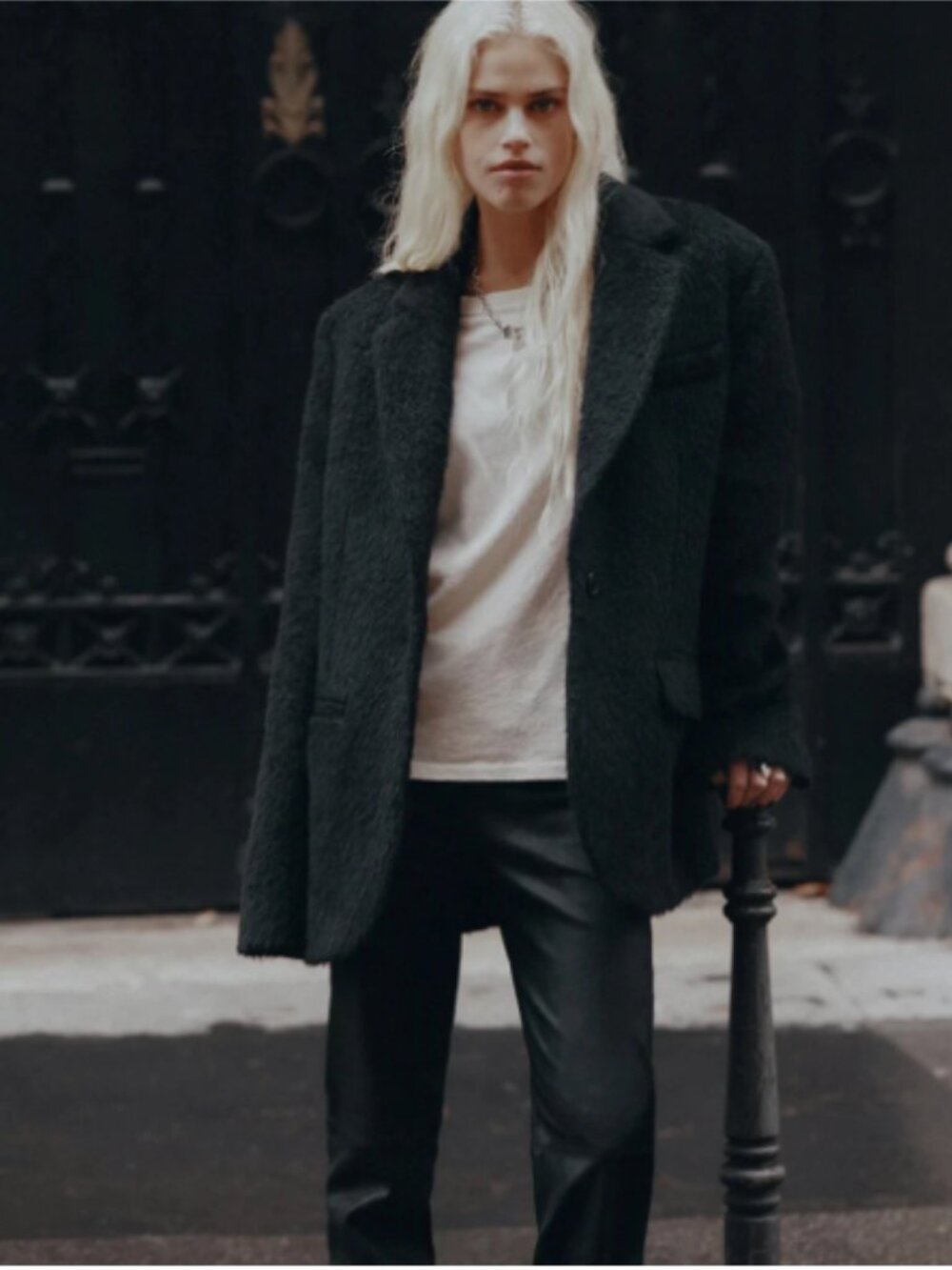 🖤 NWT! $395 MIKUTA The Black Oversized Blazer Medium Cashmere Wool Alpaca